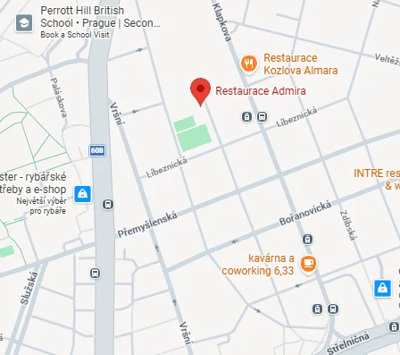 Mapa – Restaurace Admira